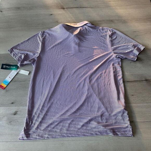 Pro Tour Cool Play Striped Polo Hyacinth‎ L NWT - Picture 6 of 6